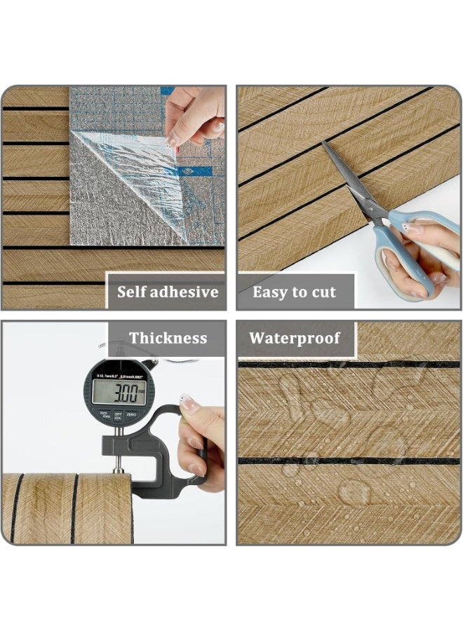 رات سو لوحة الحائط ذاتية اللصق المحسنة من الحبوب الخشبية ثلاثية الأبعاد -مقاومة للماء وعازلة للصوت، ملصق جدار PVC سميك مقاس 300×40 سم لغرفة المعيشة وتجميل غرفة النوم (بني) - Image 3